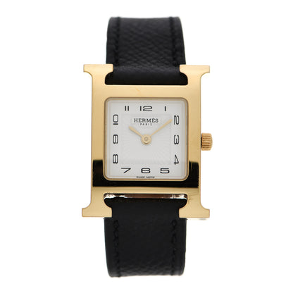 Hermes Stainless Steel Epsom 21mm Heure H Hour Quartz Watch Noir 1 of 9