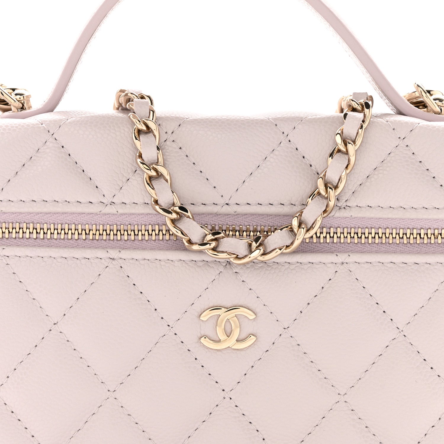 Chanel Caviar Quilted Top Handle Slim Vanity With Chain Light Purple 8 of 10