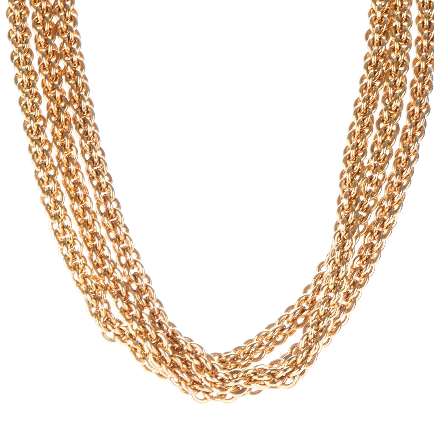 Chanel Multi Strand Chain Short Necklace Gold 1 of 6