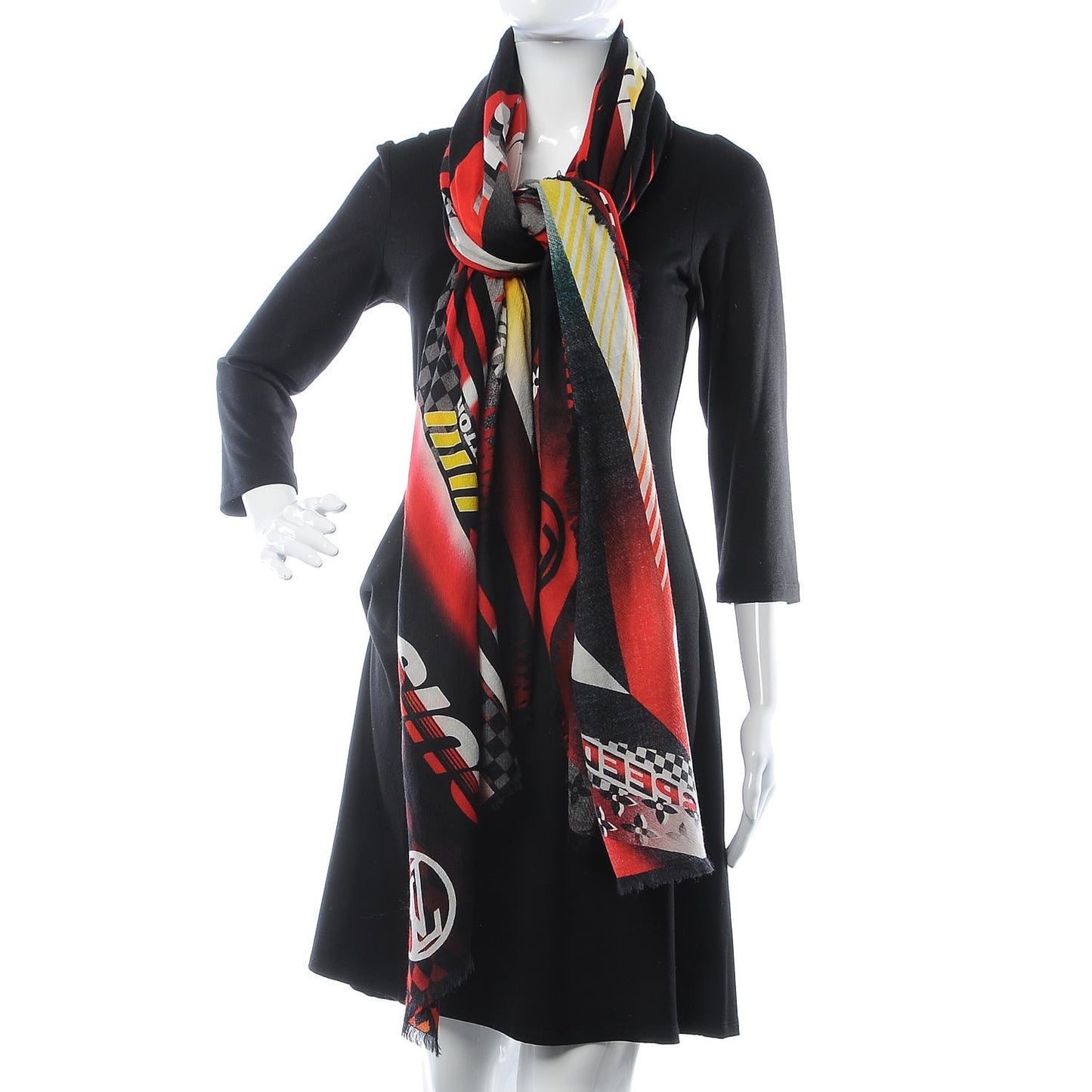 Wool Monogram Speedy Race Stole Red