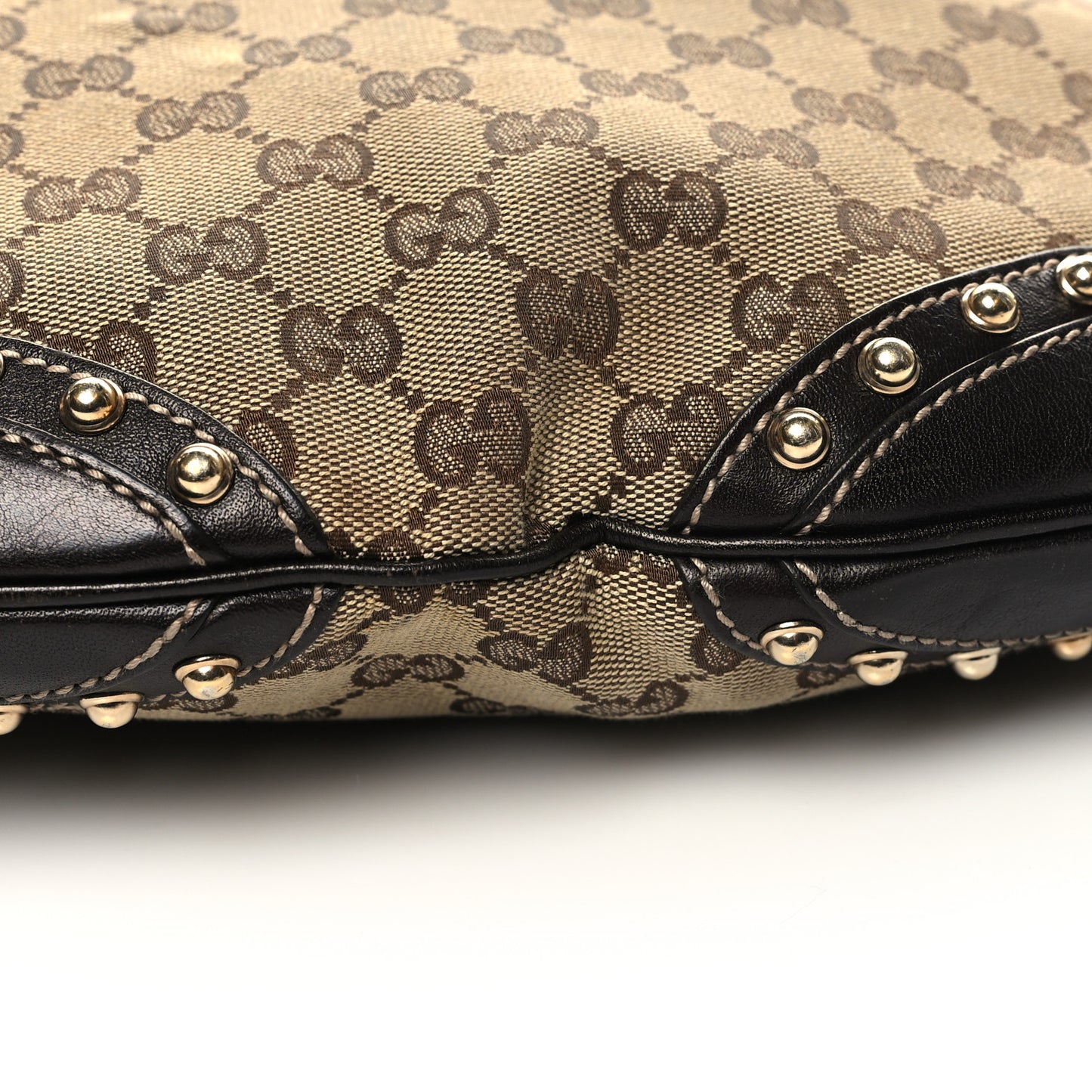 Monogram Web Studded Pelham Shoulder Bag Dark Brown