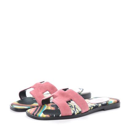 Hermes Suede Goatskin Oran Sandals 36 Rose De Venice 3 of 8