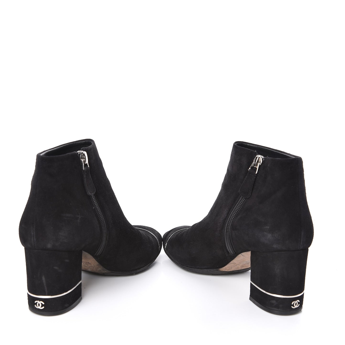 Suede CC Cap Toe Ankle Booties Boots 38.5 Black