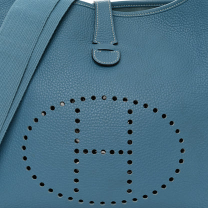 Hermes Taurillon Clemence Evelyne III GM Blue Jean 8 of 11