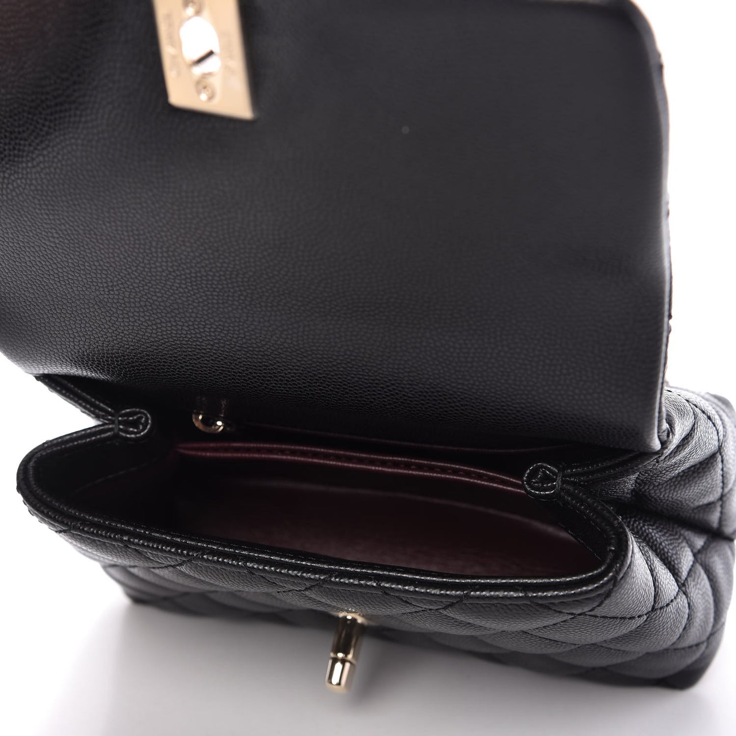 Caviar Lizard Embossed Quilted Extra Mini Coco Handle Flap Black