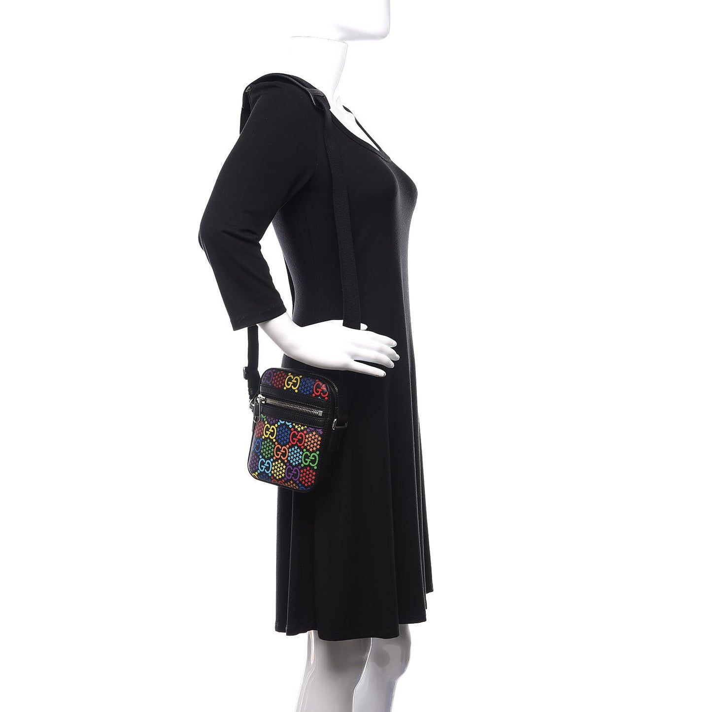 GG Supreme Monogram Psychedelic Messenger Bag Black