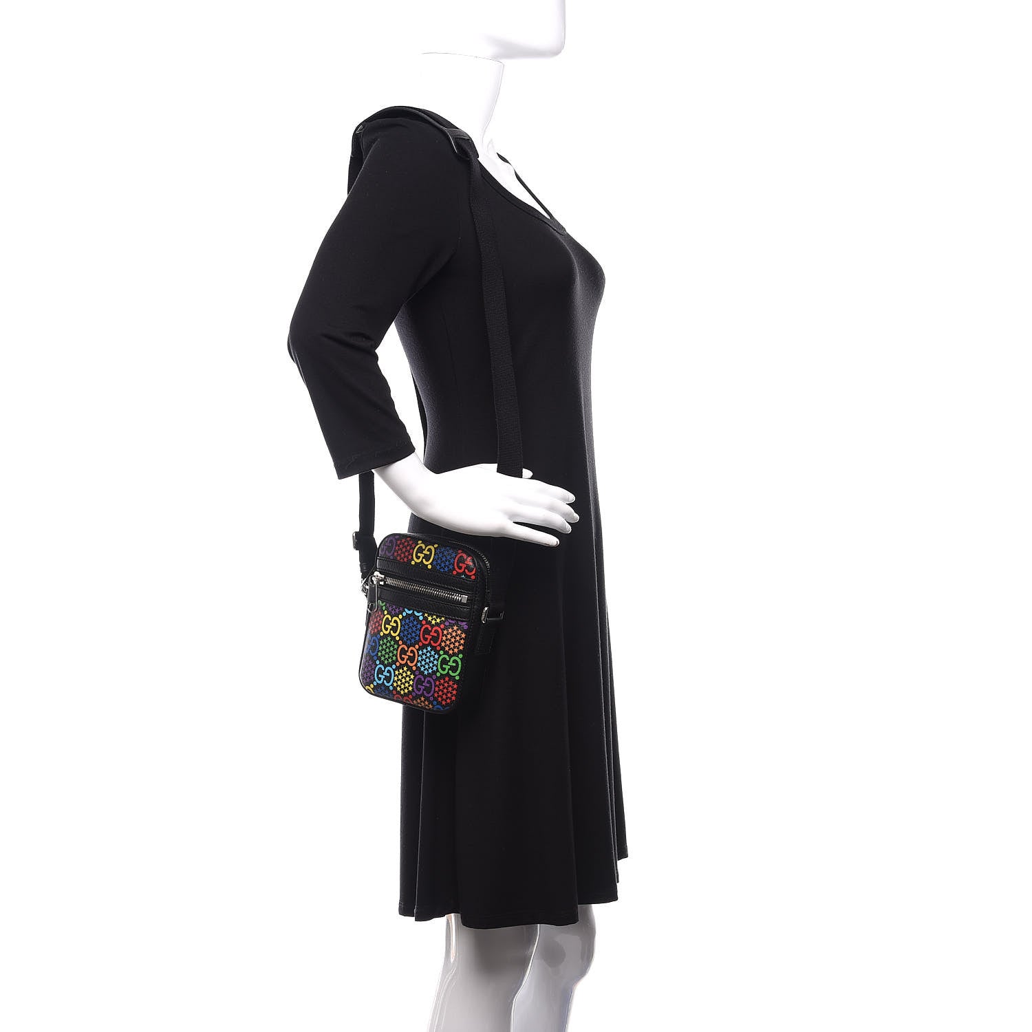 Gucci GG Supreme Monogram Psychedelic Messenger Bag Black 3 of 12