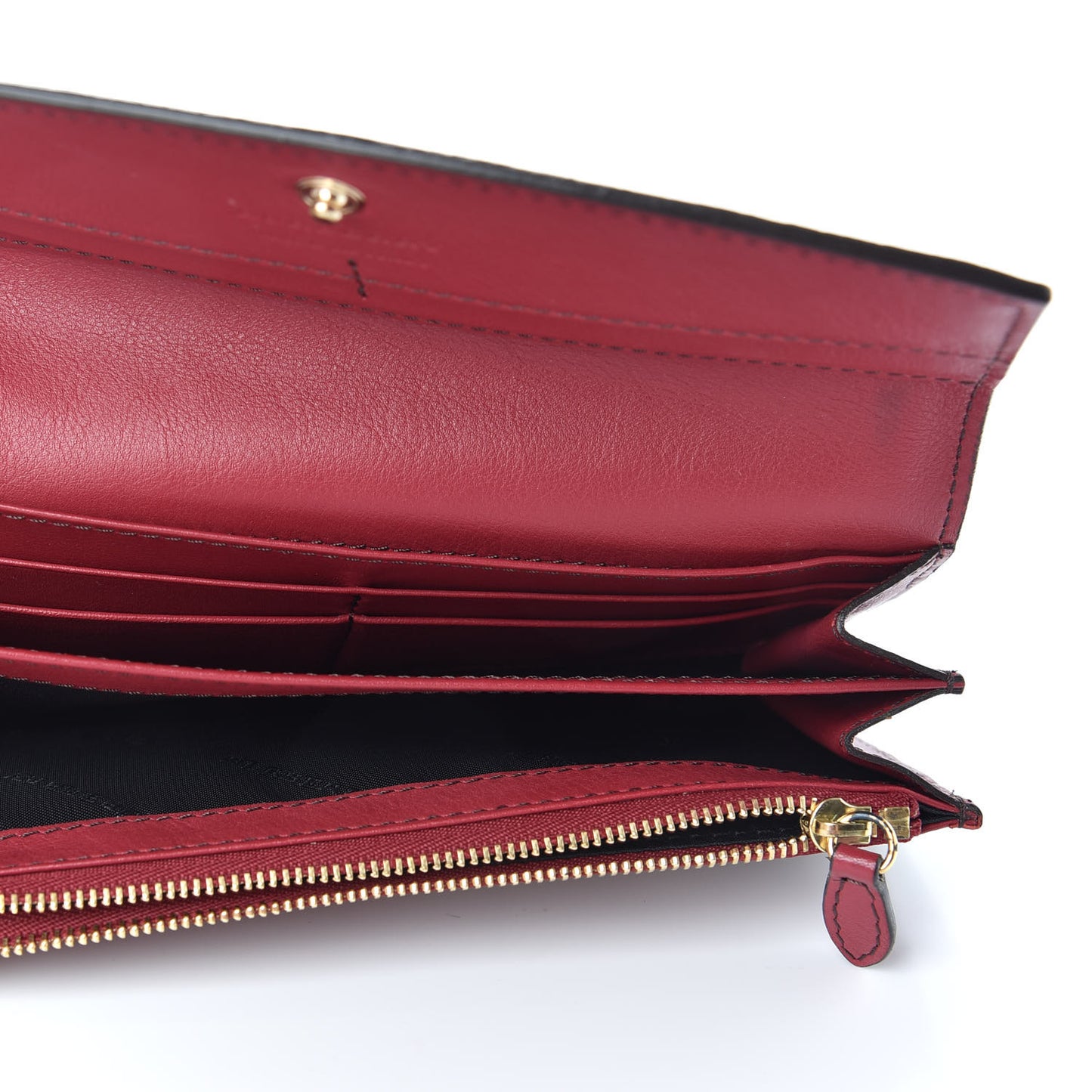 Grainy Calfskin House Check Porter Continental Wallet Russet Red