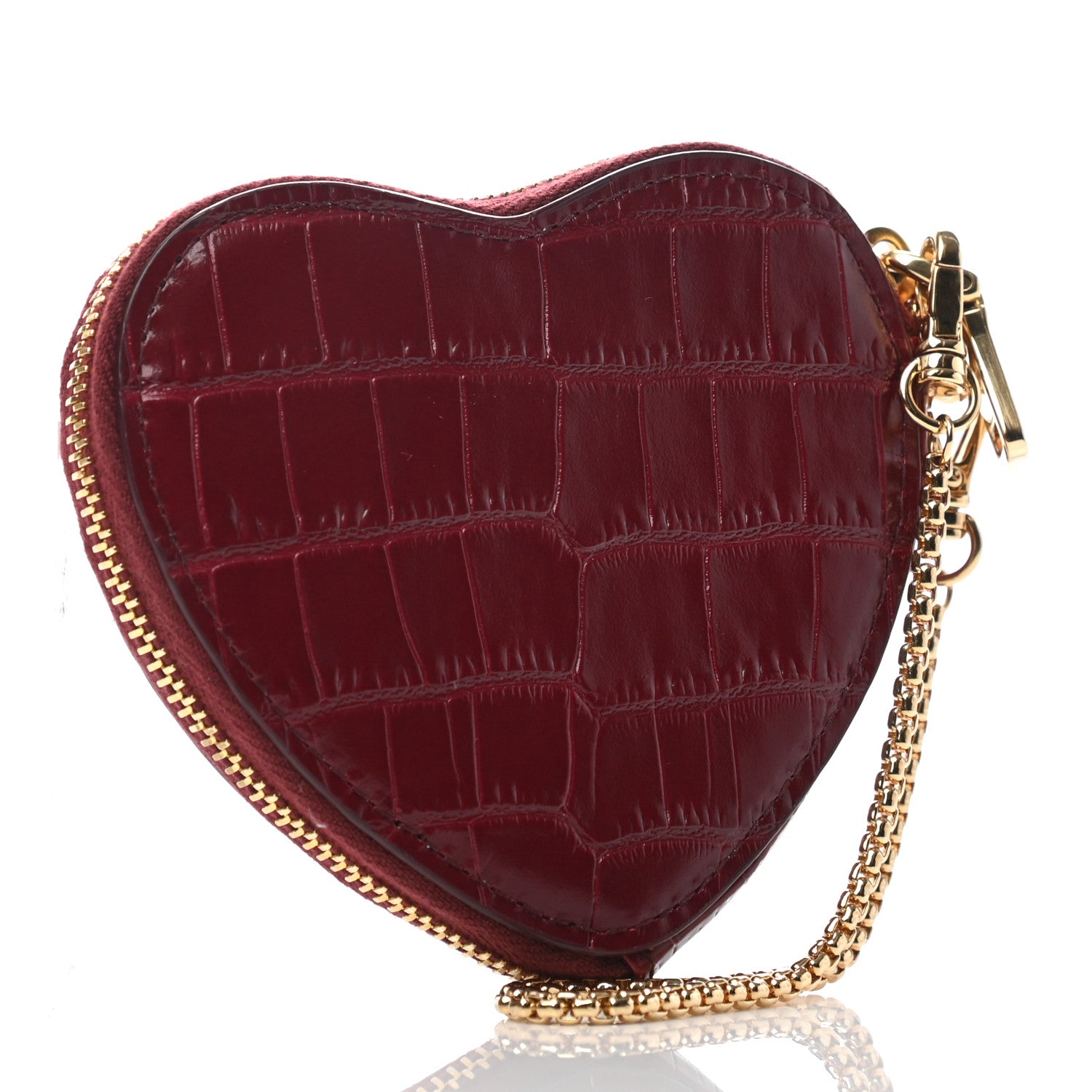 Miu Miu Calfskin Crocodile Embossed Heart Coin Pouch Rubino 3 of 8