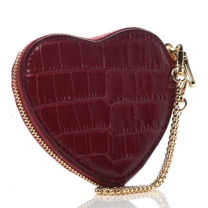 Miu Miu Calfskin Crocodile Embossed Heart Coin Pouch Rubino 3 of 8