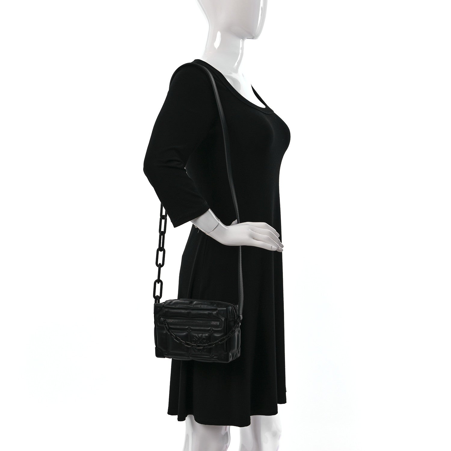 Louis Vuitton Soft Calfskin Puffy Damier Mini Soft Trunk Black 2 of 8