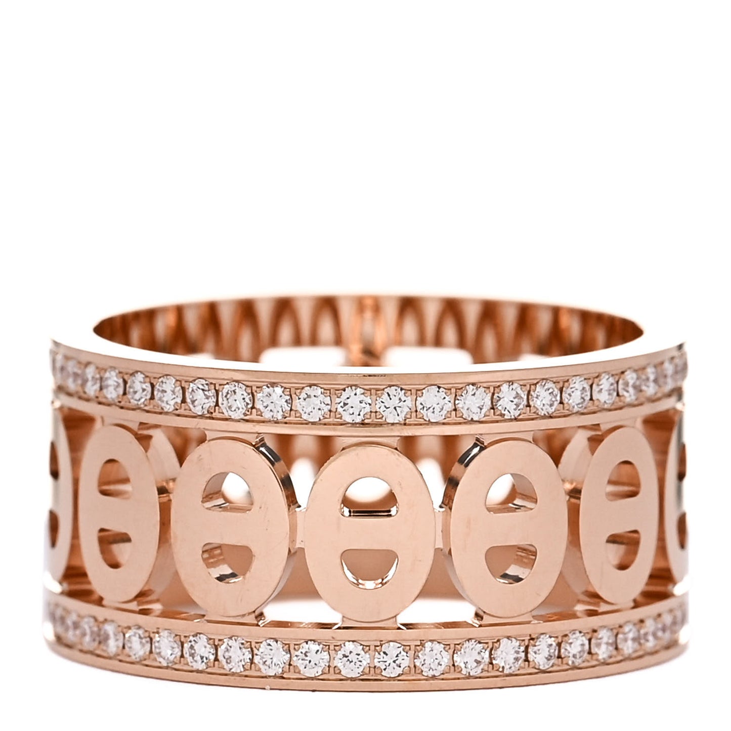 18K Rose Gold Diamond PM Chaine d'Ancre Divine Ring 50 5.5