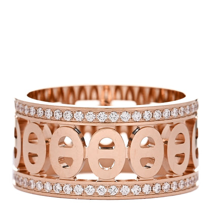 Hermes 18K Rose Gold Diamond PM Chaine d'Ancre Divine Ring 50 5.5 1 of 5