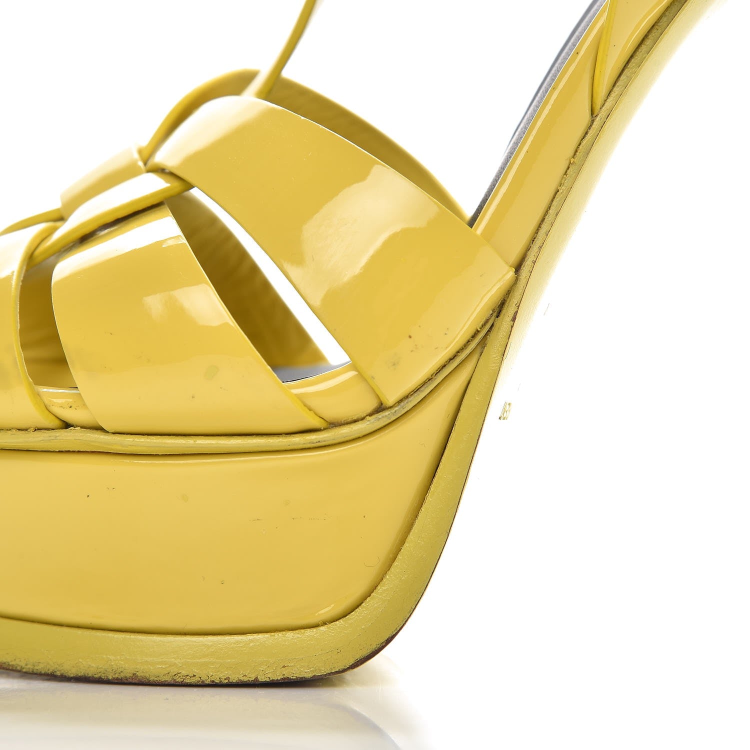 Saint Laurent Patent Tribute 105 Platform Sandals 35 Citron 12 of 19