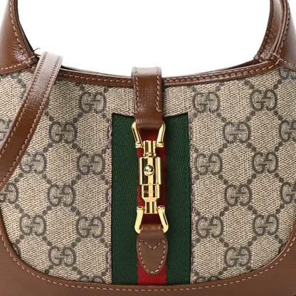Gucci GG Supreme Monogram Azalea Calfskin Web Mini Jackie 1961 Hobo Beige Ebony Brown Sugar 8 of 10
