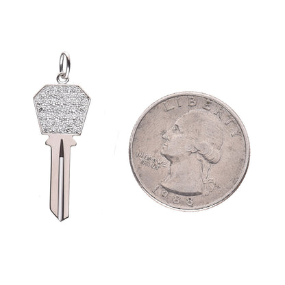 Tiffany 18K White Gold Diamond Small Modern Keys Hexagon Key Pendant 2 of 5