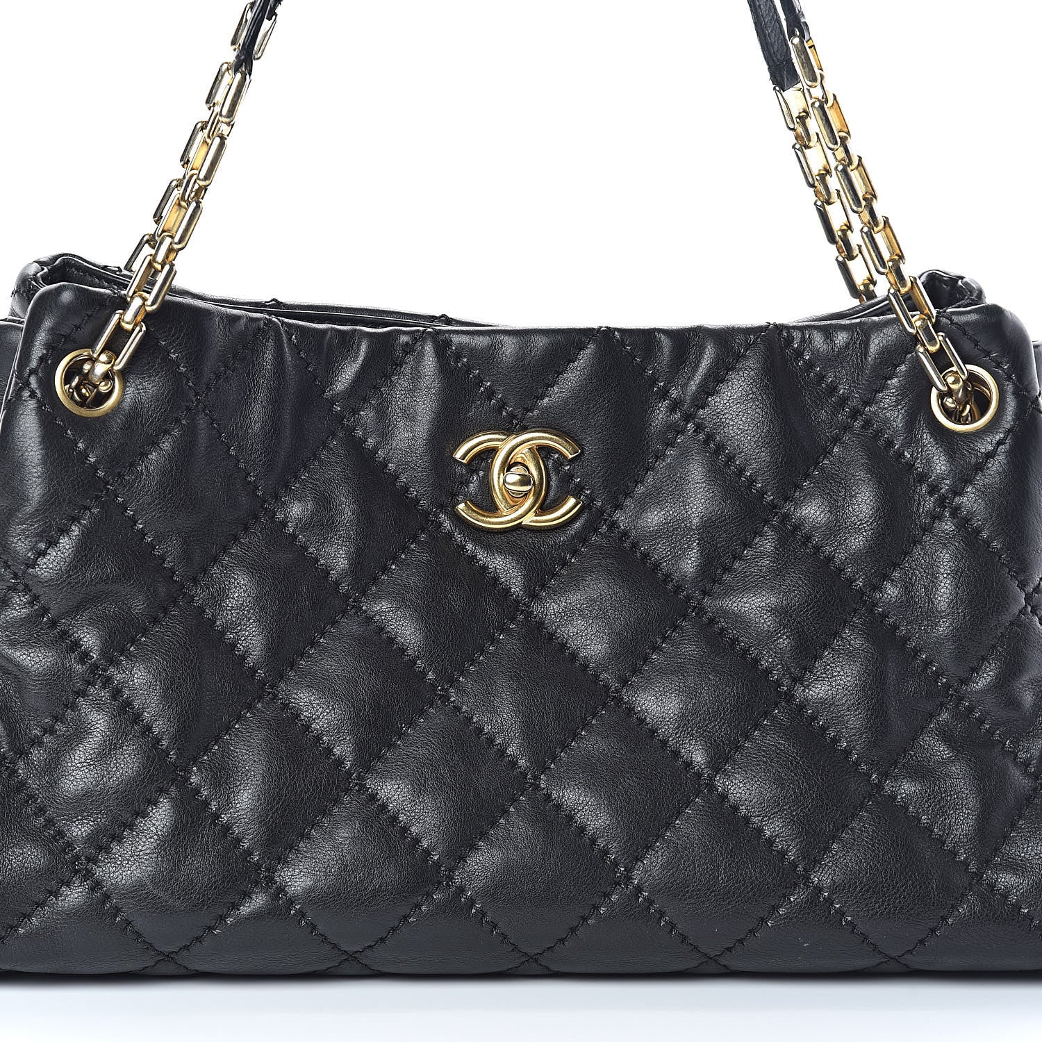 Chanel Calfskin Quilted Large Retro Chain Tote Black 8 of 10