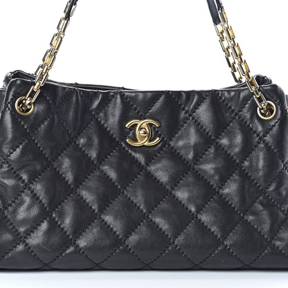 Chanel Calfskin Quilted Large Retro Chain Tote Black 8 of 10