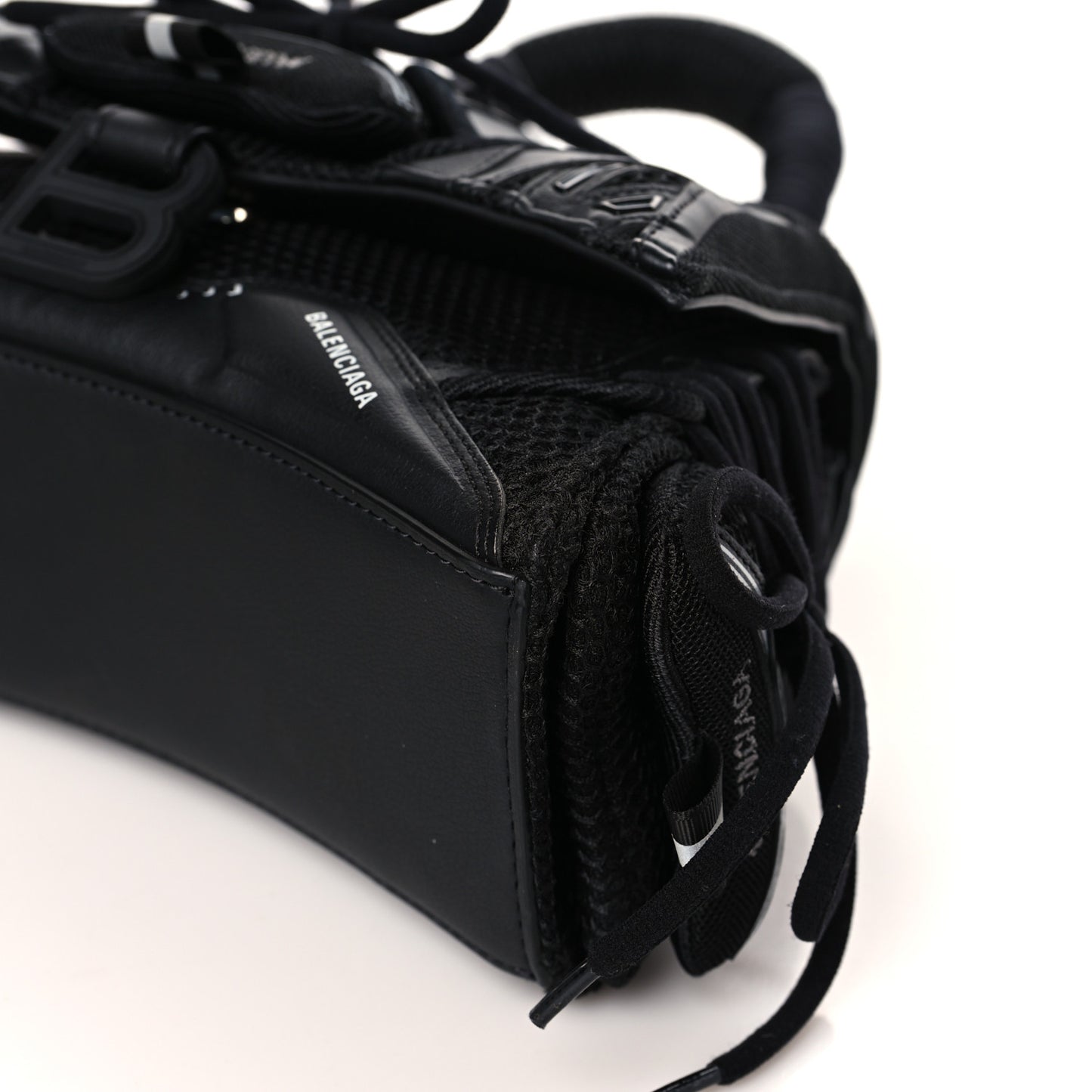 Faux Calfskin Fabric Small Sneakerhead Top Handle Bag Black