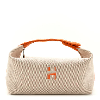 Hermes Canvas Small Bride-A-Brac Pouch Natural Orange 1 of 8