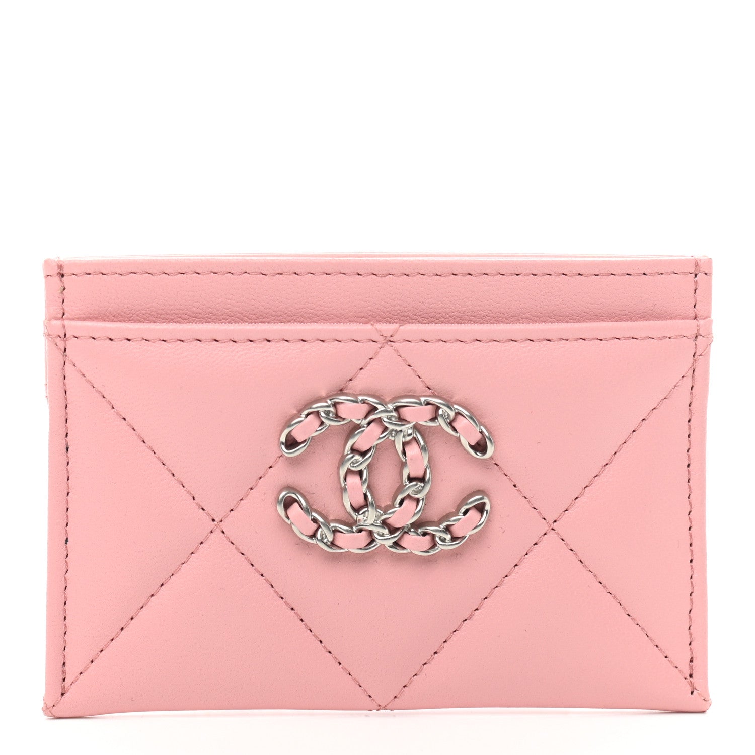 Chanel Lambskin Quilted Chanel 19 Card Holder Light Pink 1 of 8