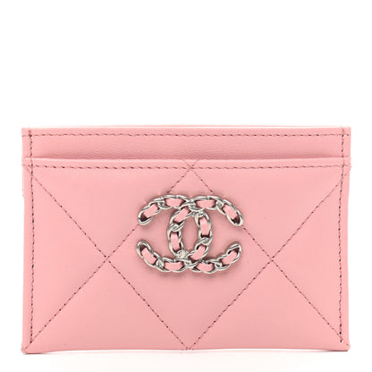 Chanel Lambskin Quilted Chanel 19 Card Holder Light Pink 1 of 8