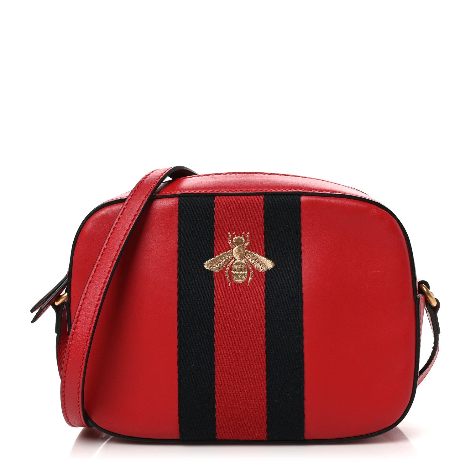 Gucci Calfskin Web Small Webby Bee Shoulder Bag Red 1 of 10