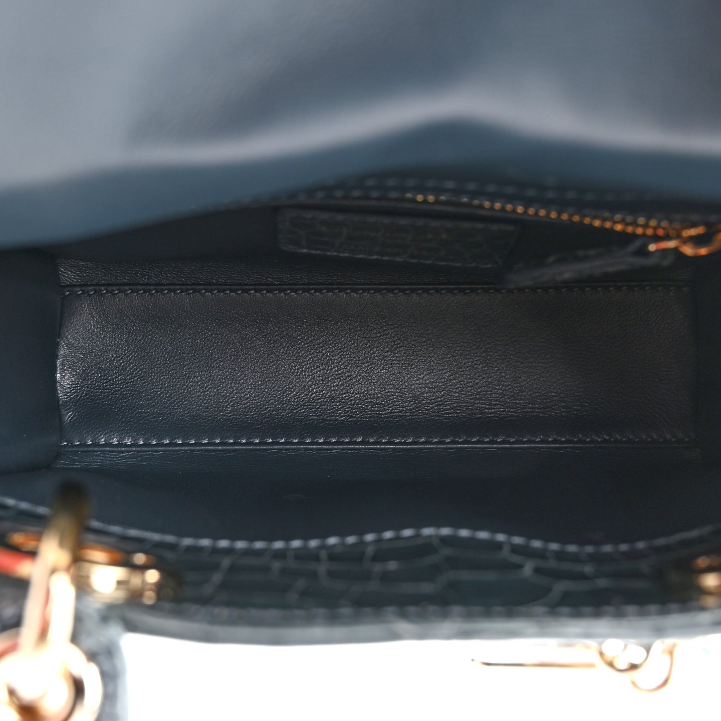 Alligator Mini Lady Dior Blue