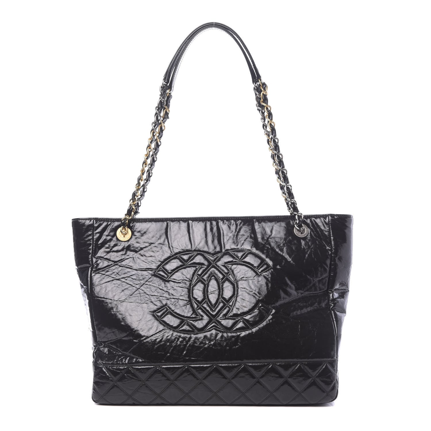 Chanel Shiny Aged Calfskin Quilted Large Shopping Bag Black 1 of 12