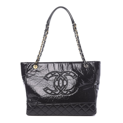 Chanel Shiny Aged Calfskin Quilted Large Shopping Bag Black 1 of 12