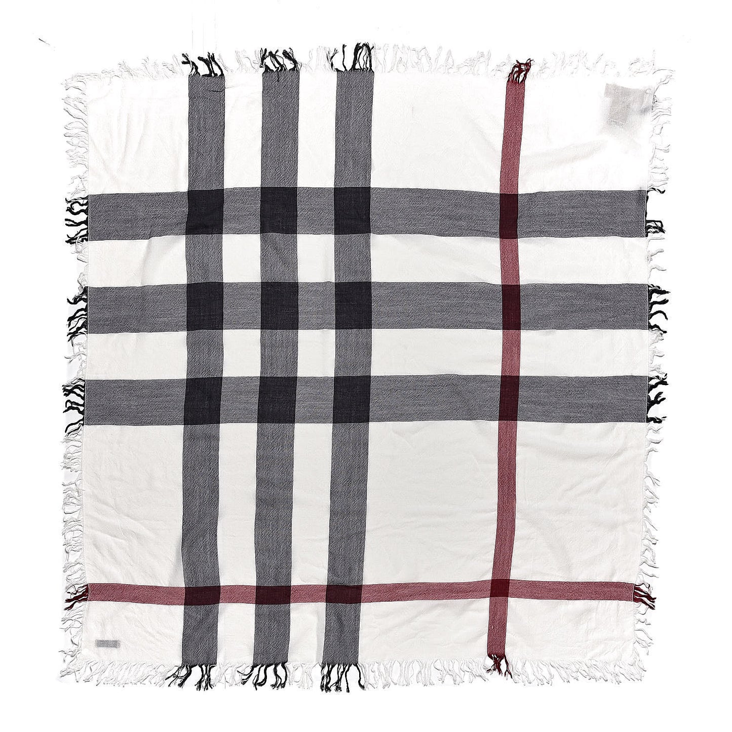 Merino Wool House Check Scarf Ivory