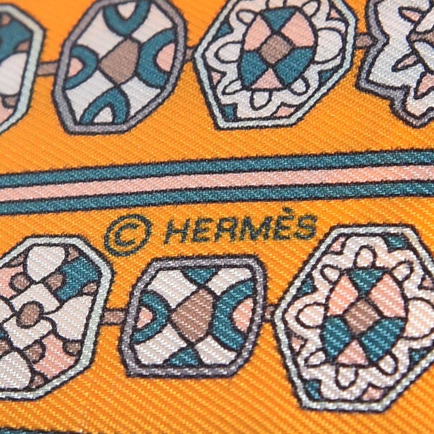 Hermes Silk Tapis Persans Twilly Jaune Aqua Rose Poudre 4 of 4