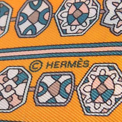 Hermes Silk Tapis Persans Twilly Jaune Aqua Rose Poudre 4 of 4