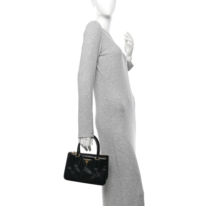 Prada Saffiano Vernice Mini Galleria Double Zip Black 2 of 9