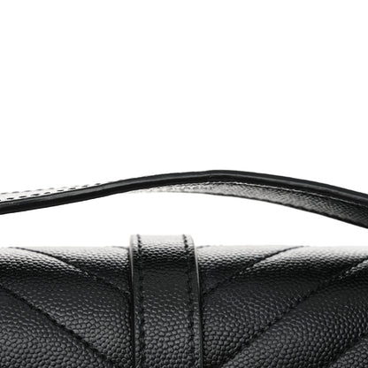 Saint Laurent Grain De Poudre Textured Mixed Matelasse Triquilt Medium Monogram Satchel Black 11 of 12