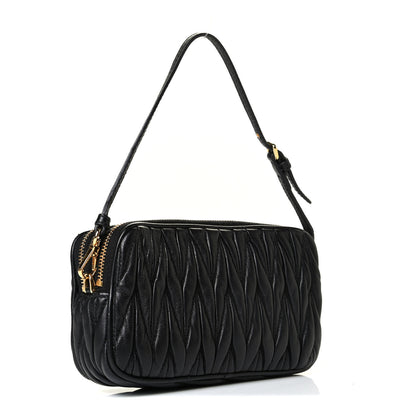 Miu Miu Nappa Matelasse Double Zip Wristlet Black 2 of 5