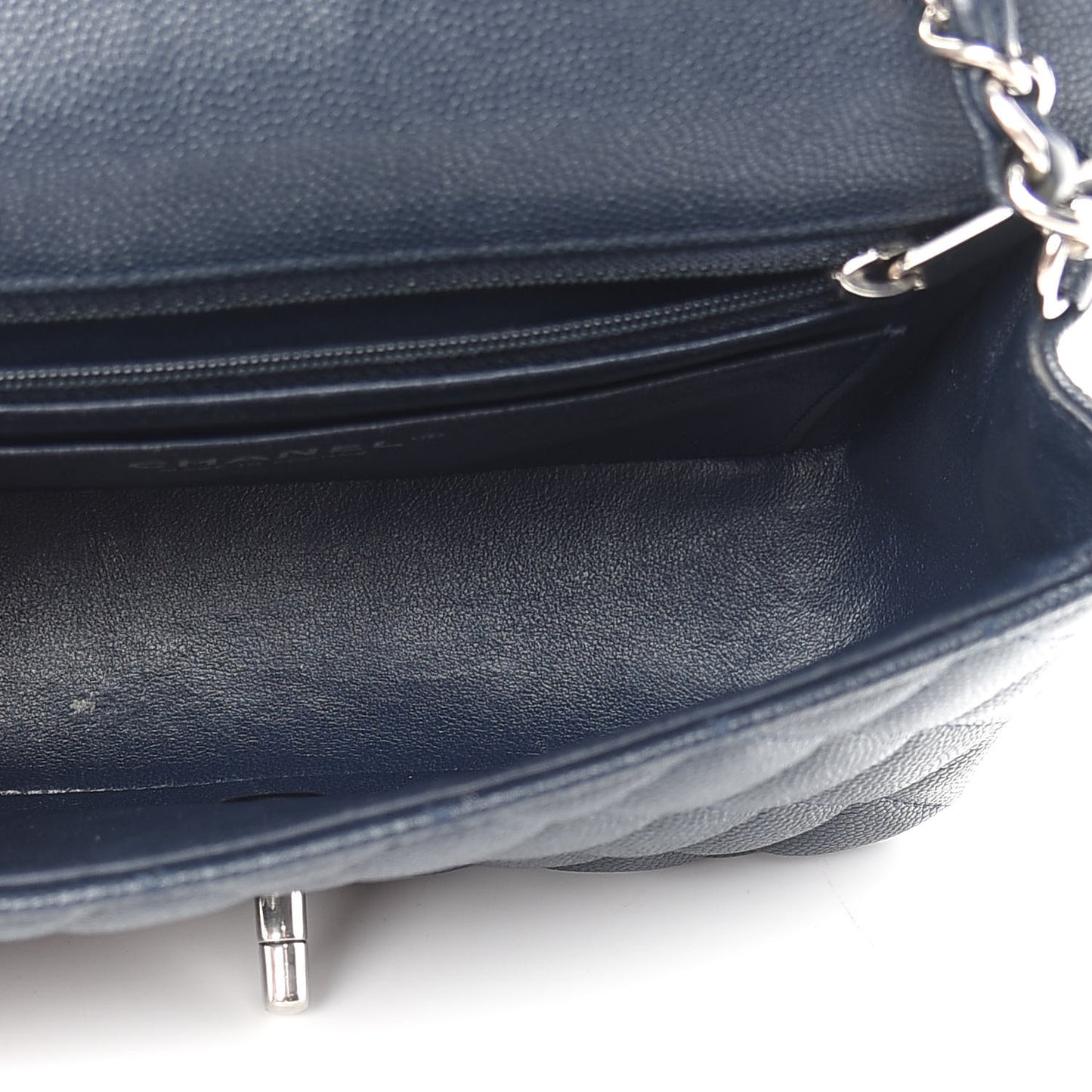 Caviar Quilted Mini Rectangular Flap Navy