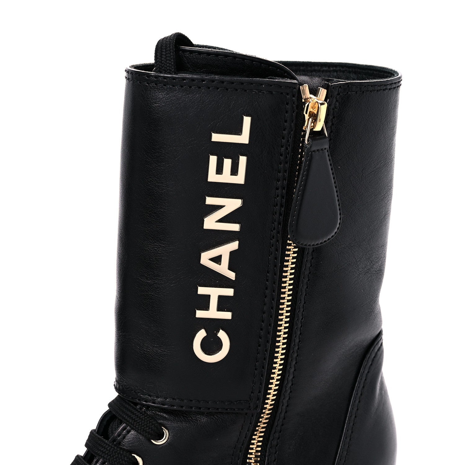 Chanel Calfskin Patent Cap Toe Boots 38.5 Black 6 of 14