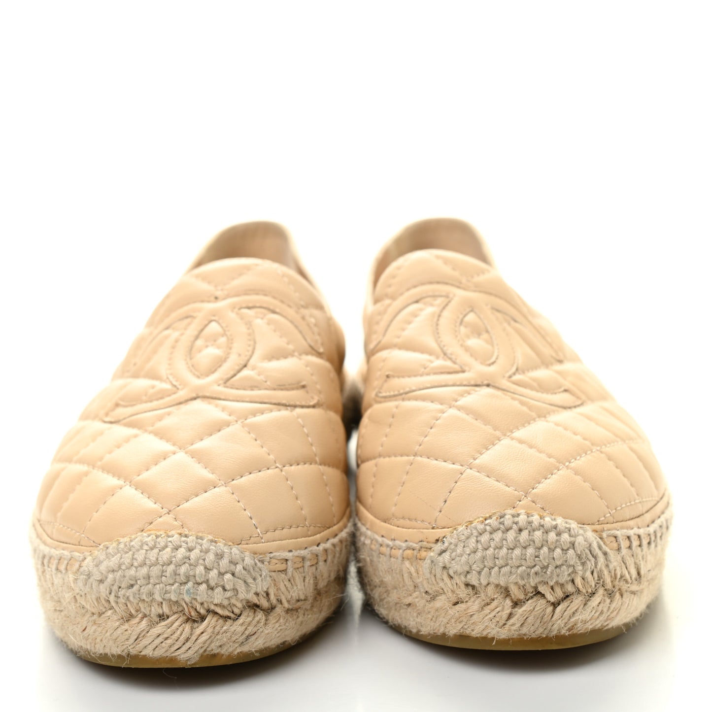 Lambskin Quilted CC Espadrilles 39 Beige