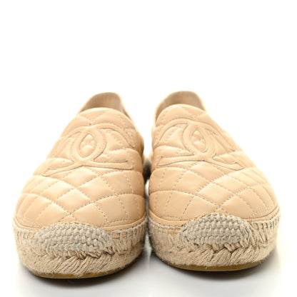 Chanel Lambskin Quilted CC Espadrilles 39 Beige 2 of 10