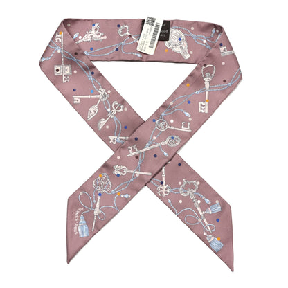 Hermes Silk Les Cles A Pois Twilly Marron Glace Gris 1 of 4