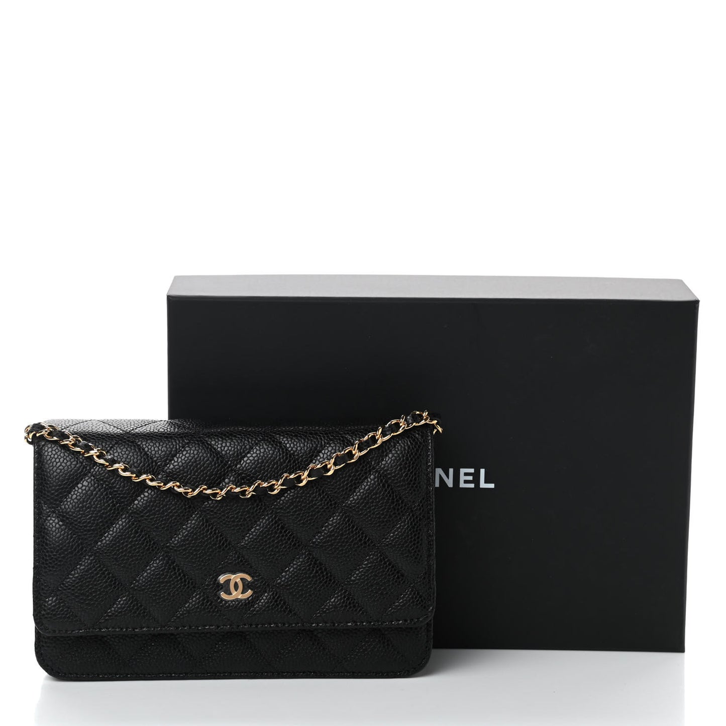 Caviar Quilted Wallet On Chain WOC Black