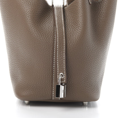 Hermes Taurillon Clemence Picotin Lock 18 PM Etoupe 10 of 11