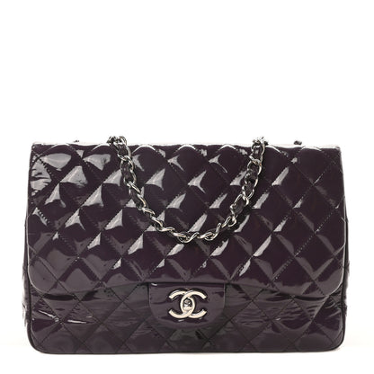 Chanel Patent Quilted Jumbo Single Flap Dark Purple 1 of 11