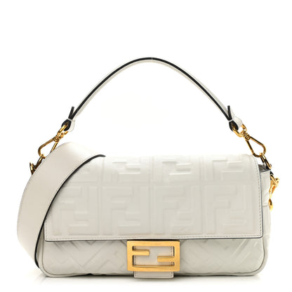 Fendi Nappa FF 1974 Embossed Baguette White 1 of 10