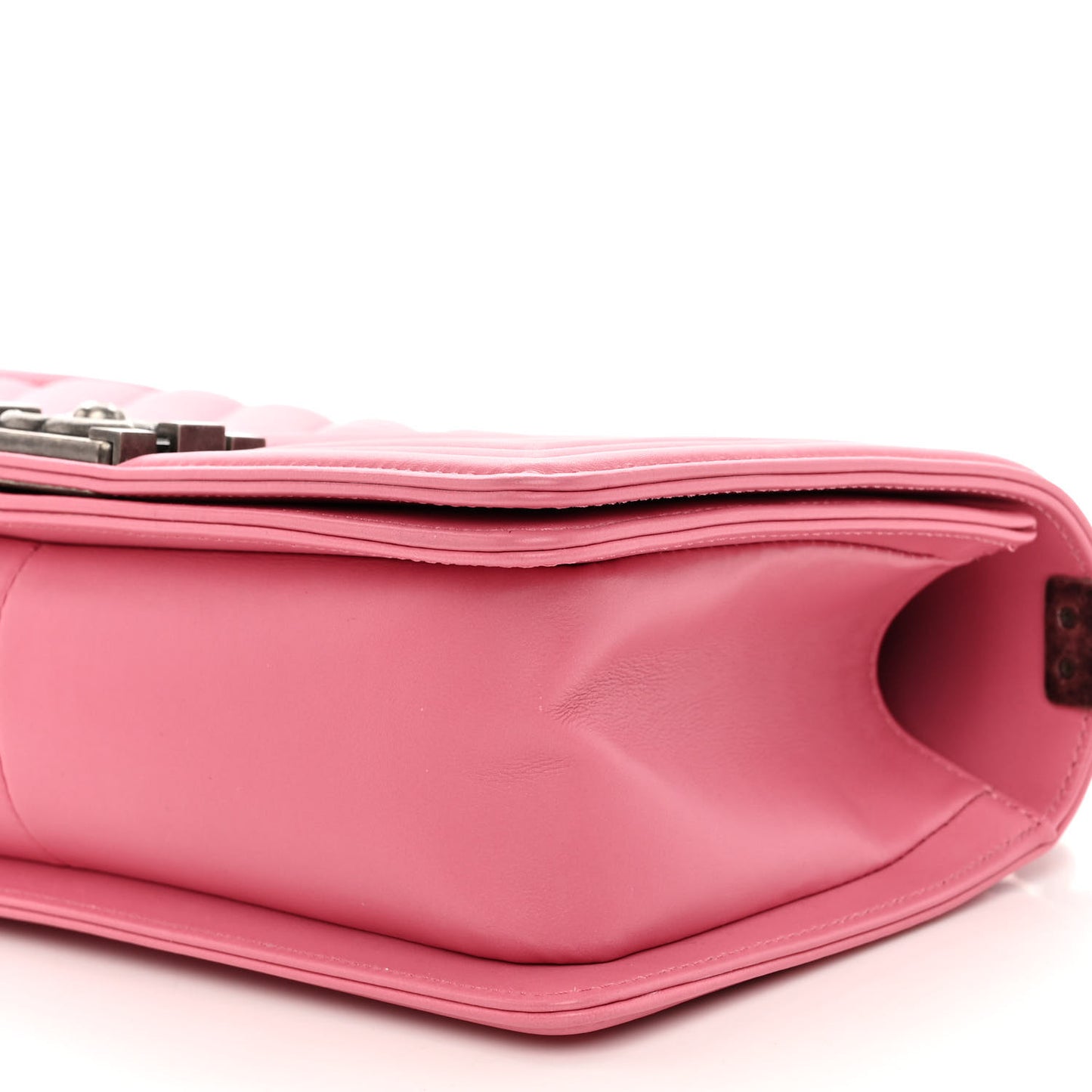 Calfskin Chevron Quilted Medium Boy Flap Pink