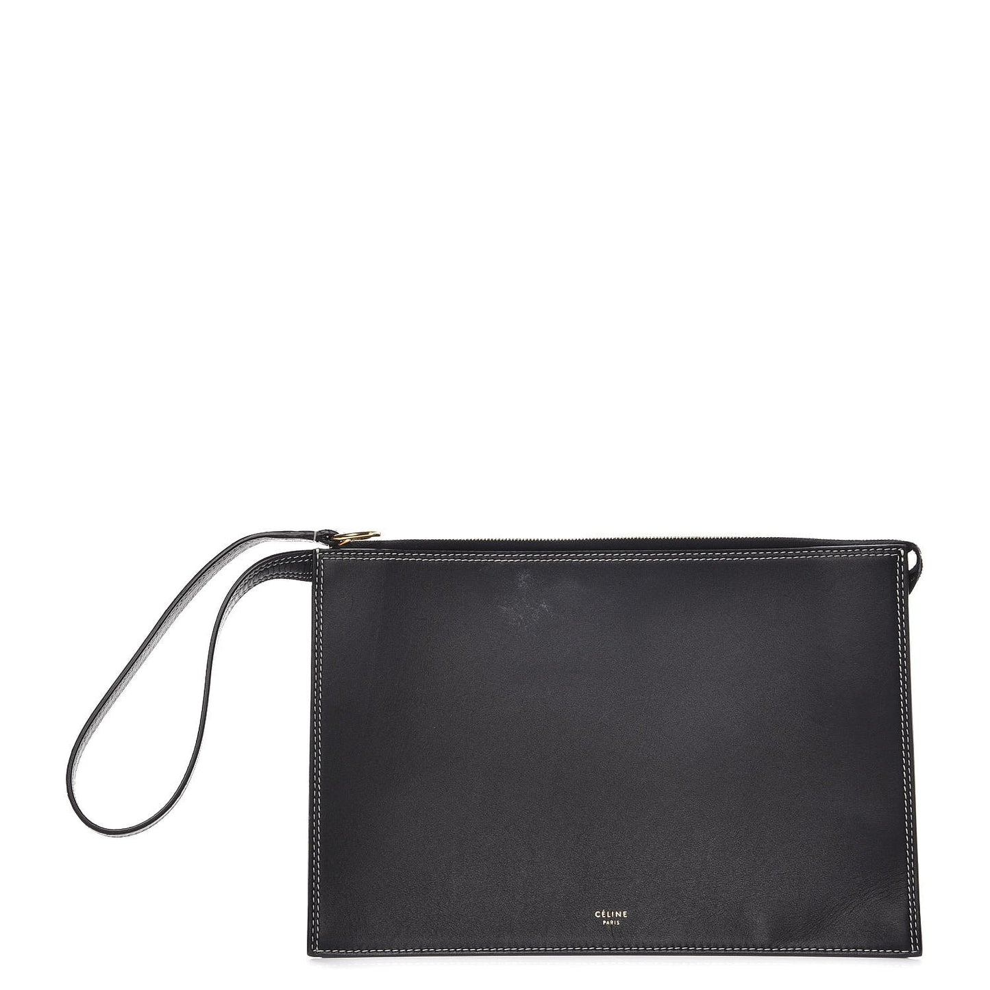 Smooth Calfskin Ring Clutch Black