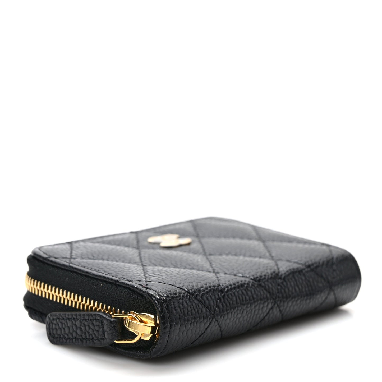 Caviar Quilted Zip Coin Purse Black