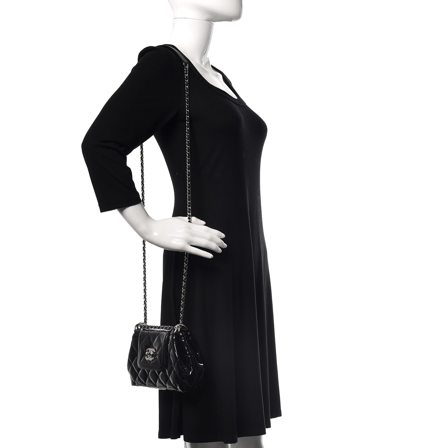 Chanel Patent Quilted Coco Shine Small Accordion Flap Black 2 of 11