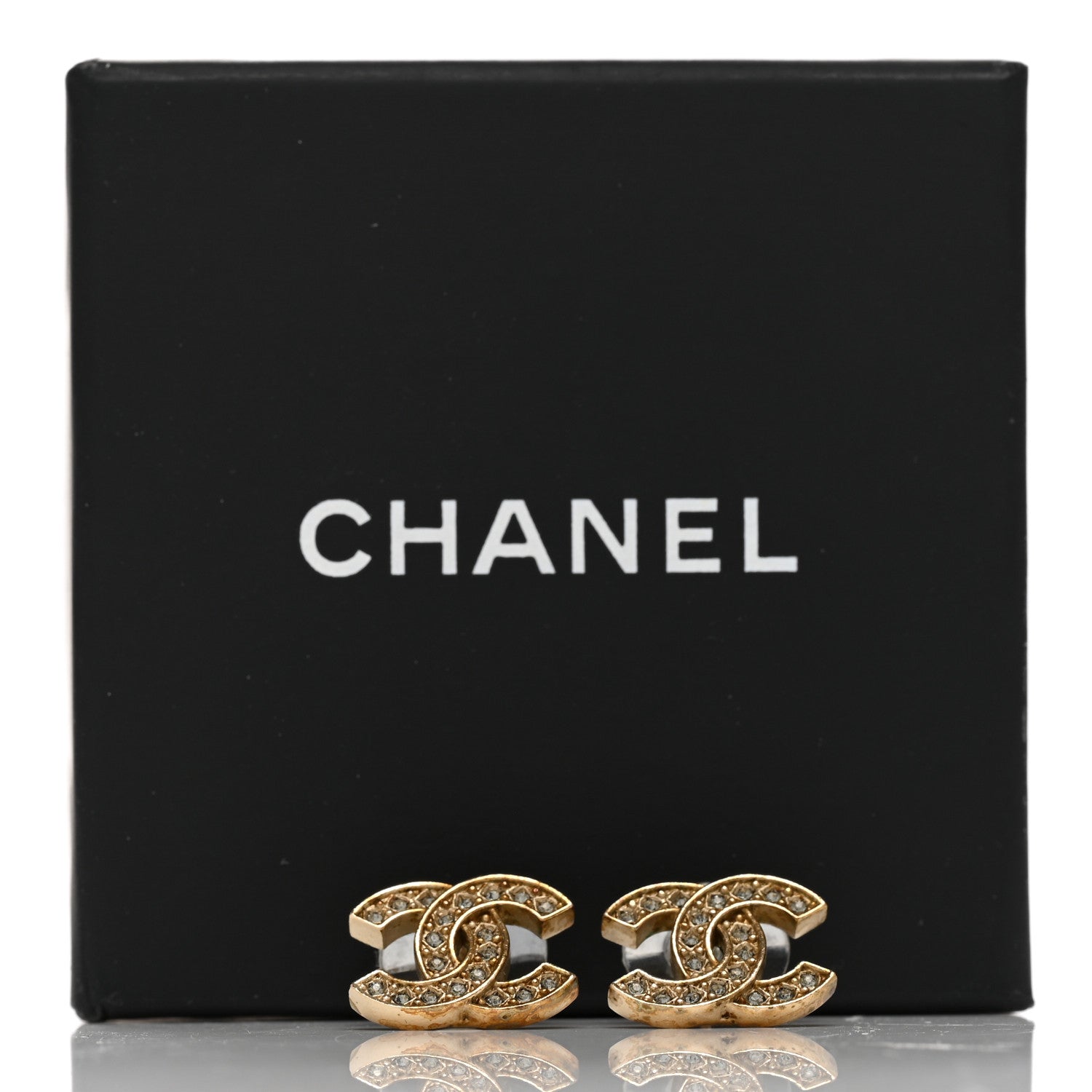 Chanel Crystal CC Earrings Gold 5 of 5